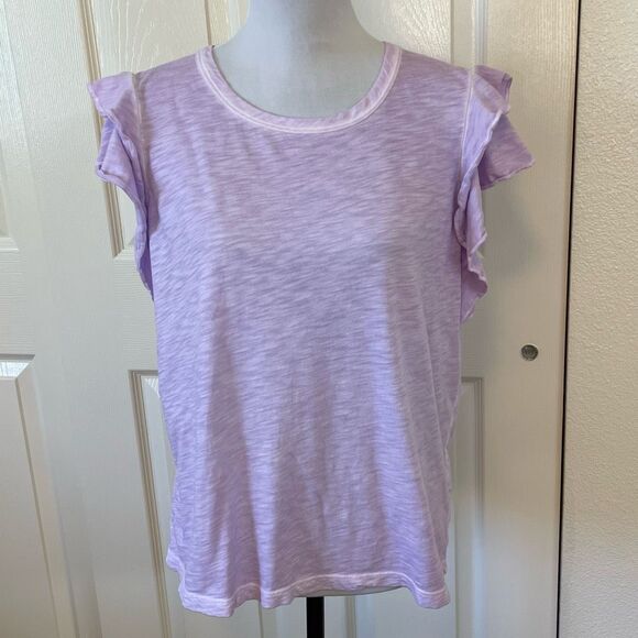 Veronica Beard Akeela Flutter Sleeve T-shirt Heathered Lavender Size Large - Picture 10 of 10